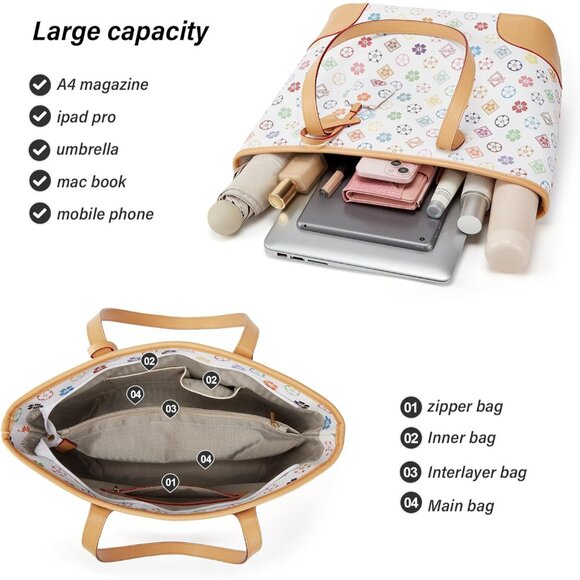 Elegant 3pcs PU Leather Tote and Hobo Bag Set for Modern Women - Tricolor - Picture 4 of 6